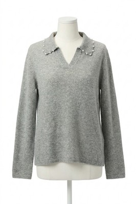 Joseph Ribkoff Pearl Collar Cashmere Sweater Top Size M