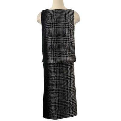 Lafayette 148 Houndstooth Matching Set 2 Piece Boucle Gradient Top and Skirt 6