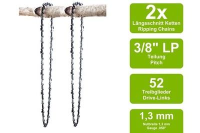 2 Längsschnitt Sägeketten passend für Dolmar PS420C | 35cm 3/8LP 52TG 1,3mm