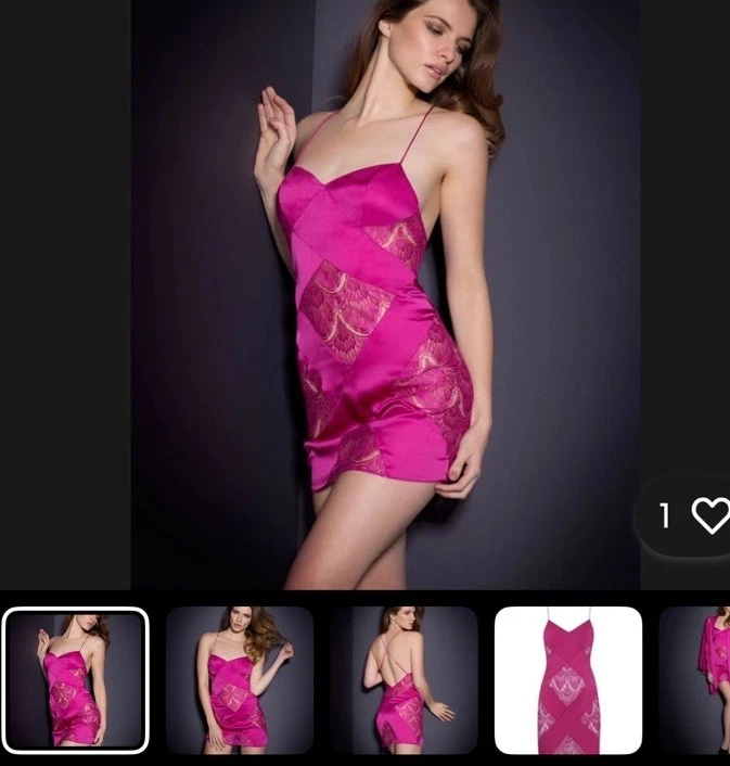 Agent Provocateur Emie SOIREE Pink Silk Short Slip AP4 Size 2 NWT With Matching - Image 3 of 4
