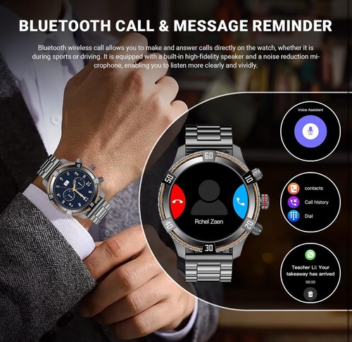 Smartwatch dla mężczyzn Bluetooth Odbieranie / wykonywanie połączenia, luksusowy smartwatch AMOLED 1,43" - Zdjęcie 4 z 7