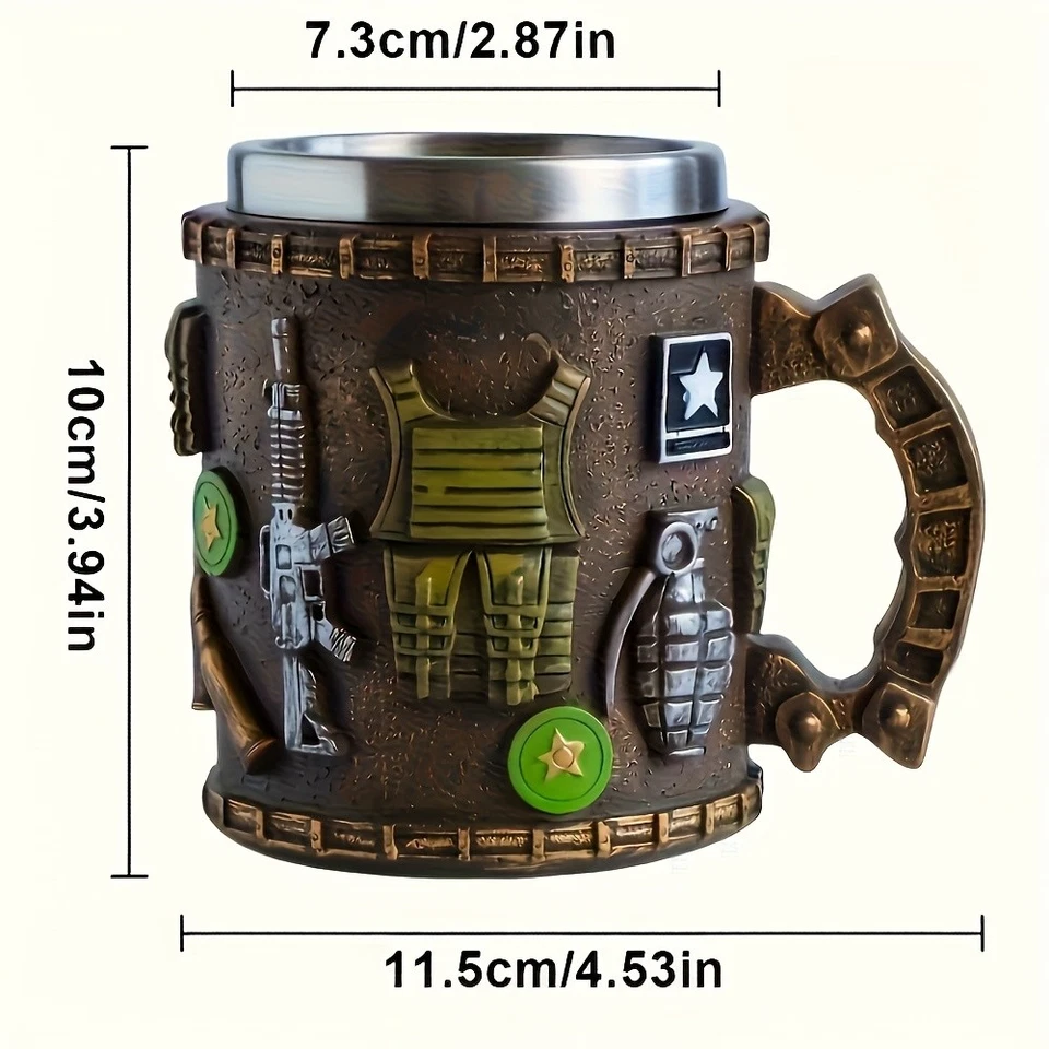 2025 Nueva Taza Militar 3D Resina Taza de Café | Regalo Soldado del Ejército, Tema Militar Foto 2 de 4