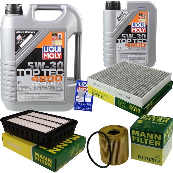 Mann Inspektionspaket 6L Liqui Moly Top Tec 5W-30 FüR Mitsubishi Outlander II-image