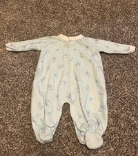 Vintage Babygro Pajamas Sleeper Blue Teddy Bear Lightweight Medium USA Made