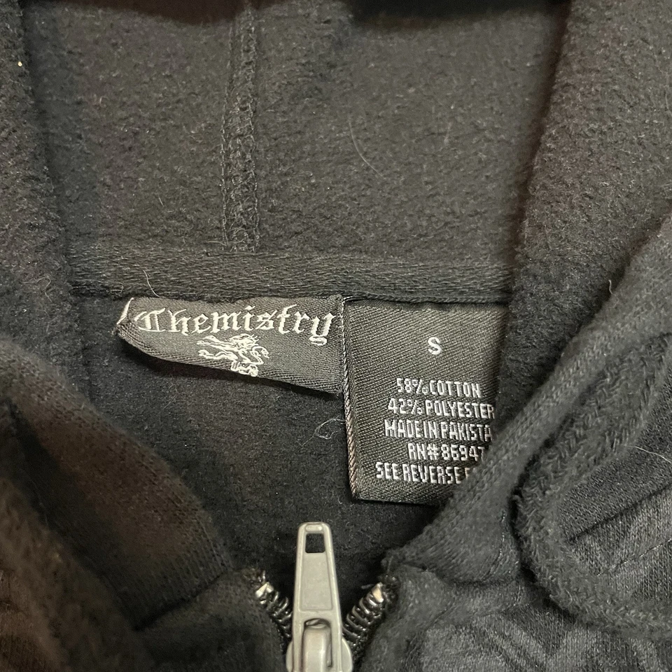 Sudadera con capucha vintage Y2k Chemistry con cremallera para hombre pequeña negra alas calavera Y2K grunge Foto 4 de 4