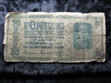 old world WWII occupation note UKRAINE Nazi Germany 50 karbowanez P54 1942 #77