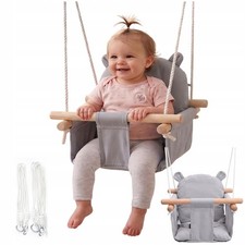 Babyschaukel Kinderschaukel Holz Kleinkind Bär Gurt bis 30kg Indoor Garten