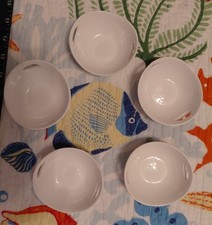 5 Pack Soy Sauce Dishes, 3 oz Ceramic Dipping Bowls White Fenestrated Handles