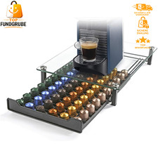 Kaffeekapsel Halter aus Hartglas für 60 Nespresso Kapseln Schublade