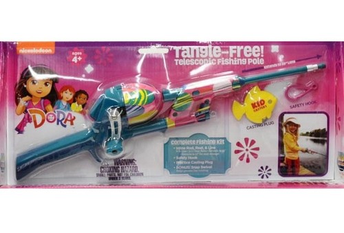 New Dora Pink Explorer Kids Fishing Pole Rod Reel Spincast Combo Shakespeare - Picture 4 of 4