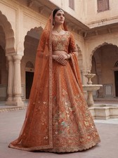 Royal Gadhwal Silk Elephant Embroidery Lehenga Choli Bridal Wedding Couture