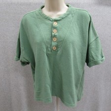 Womens Green Top Blouse Size L Short Sleeve R...