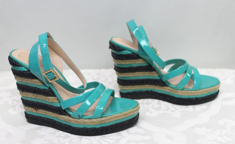 Sandalias para mujer Versace plataforma cuña verde talla 7 Foto 3 de 4