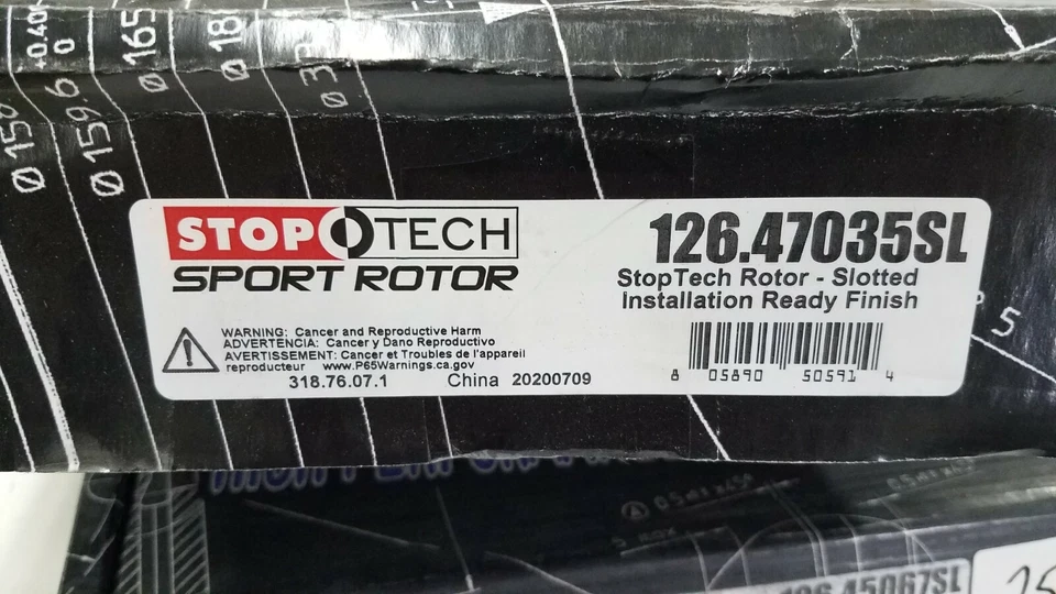 STOP TECH 126.47035SL SPORT SLOTTED REAR LEFT SIDE BRAKE ROTOR NIB - Image 3 of 3