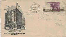 1893 New York, NY Cover w Classic Cachet Advertising Grocers Austin, Nichols Co.
