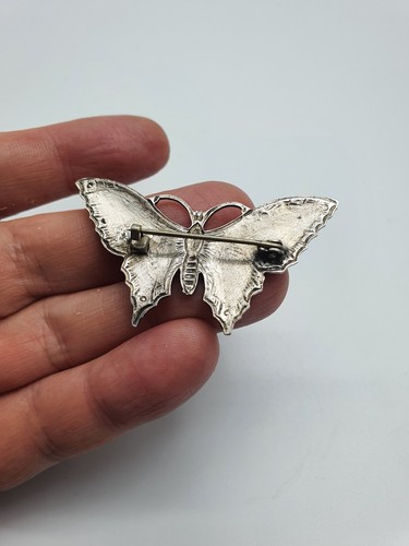Vintage Silver Enamel Butterfly Brooch - Picture 8 of 10