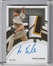 2022 PANINI IMMACULATE #141 REISS KNEHR AUTOGRAPH RC 3-COLOR PATCH PADRES 24/99