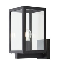Litecraft Cetus Outdoor Wall Light Glass Panel IP44 Rated Box Lantern - Black   