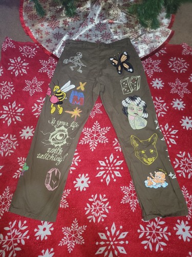 Pantalones chinos Chinatown Market para hombre 34x30 grandes marrón floral diseño de dibujos animados Pacsun - Imagen 2 de 6