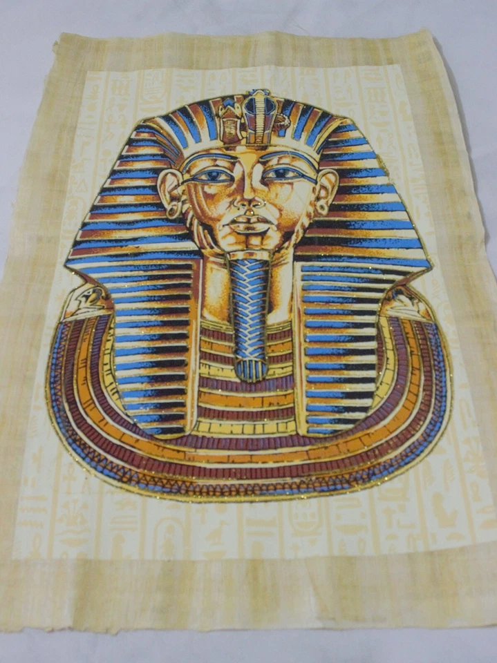 A rare luminous papyrus painting of Tutankhamun, large size - Image 3 of 4