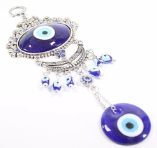 Turkish Large Oval Blue Evil Eyes Amulet Wall Hanging Decor. Blessing Ornament