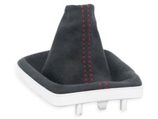 SCHALTMANSCHETTE FUR HYUNDAI KONA 2017-23 SCHALTSACK SCHWARZ ALCANTARA NAHT ROT