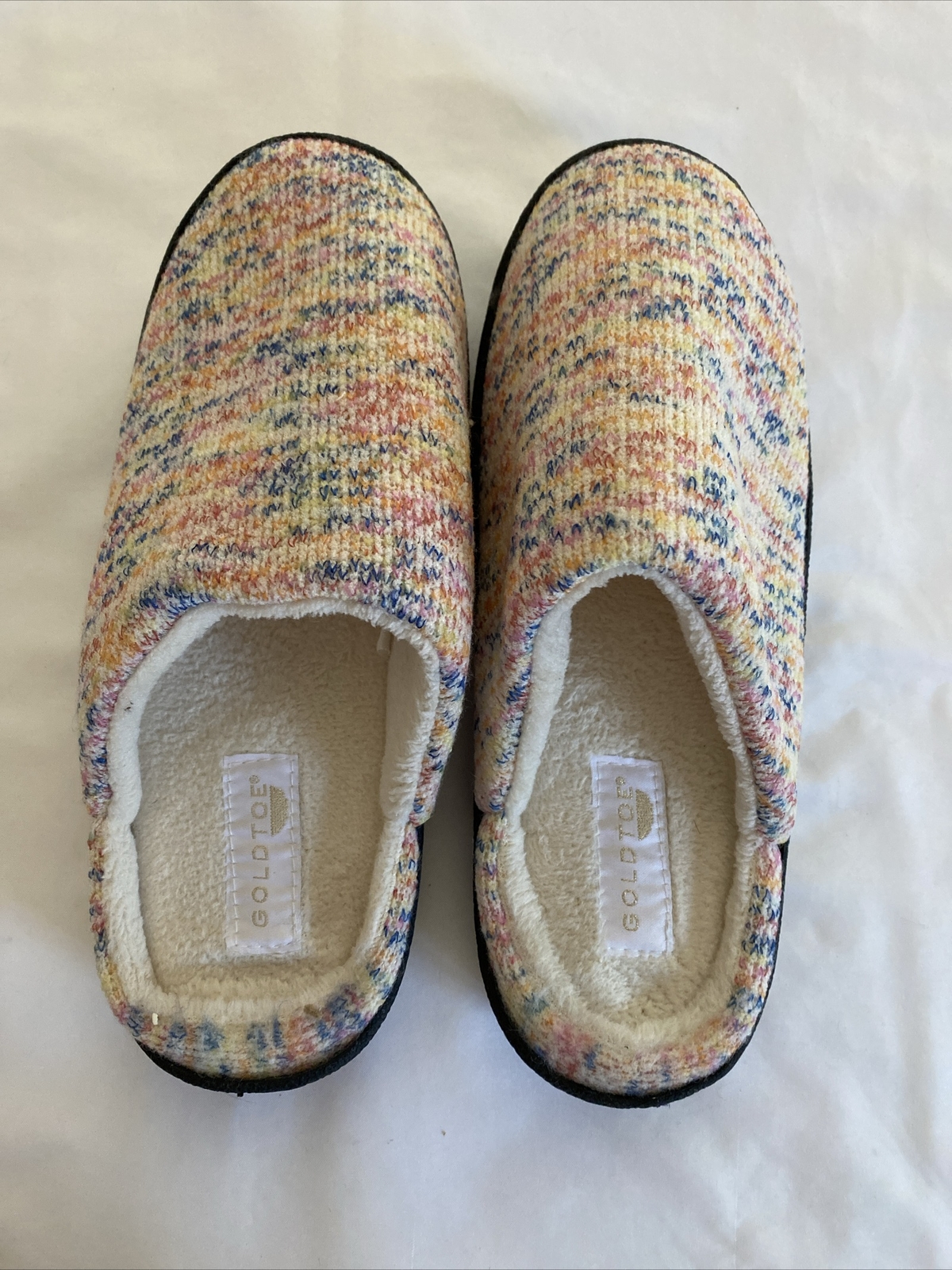 PANTOFOLA D’ORO Pantofola multicolore punta oro con suole in gomma memory foam donna taglia M (8) NUOVE!