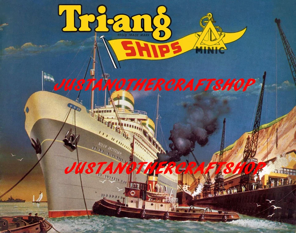 Triang Minic Schiffe 1962 Poster Prospekt Anzeige Shop Display Zeichen A4 Größe