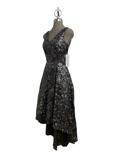 Calvin Klein Gray Silver Gown High Low Gown Formal Evening Fit & Flare Dress 2 - Picture 12 of 13