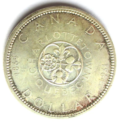 Kanada Canada 1 Dollar 1964 100. Jahrestag - Quebec Konferenz in Charlottetown - Bild 1 von 2