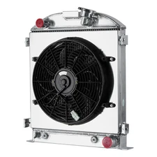 3 Rows Radiator&Shroud&Fan For 1930-1932 Ford HI BOY Hot Rod Chopped Chevy V8