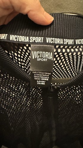 Victoria's Secret Sport Bomber Jacket Woman's Size Small Black Mesh Net Zip Up