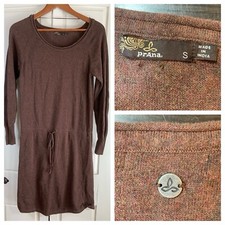 PrAna Leigh Organic Cotton Knit Sweater Dress Womens Small Brown Outdoorsy