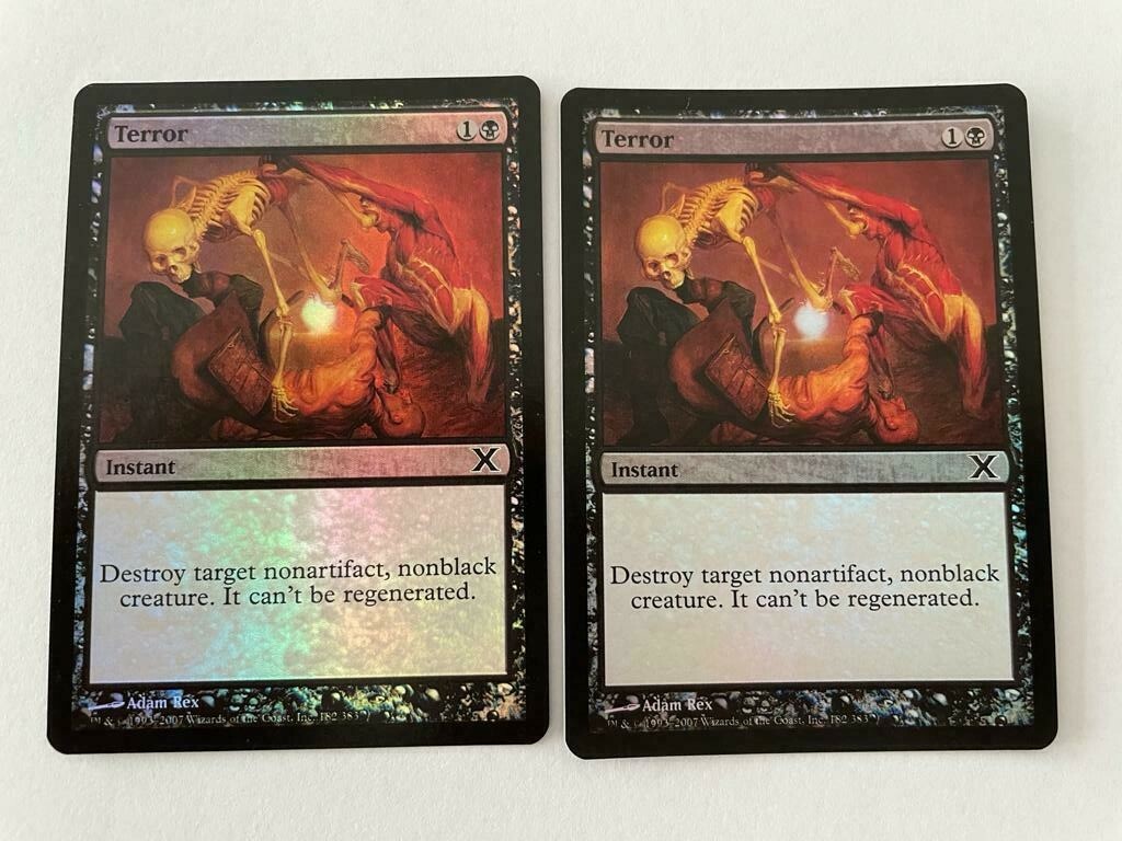 MTG 2X FOIL 10TH EDITION TERROR NM MAGIC THE GATHERING BLACK
