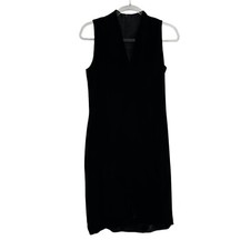 Jones New York Dress 4 Black Sleeveless Velvet Sheath Silk Old Money Luxury a