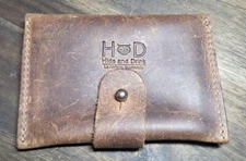 Hide & Drink Leather Credit Card Pouch Coin Folded Money Holder - Bourbon Brown