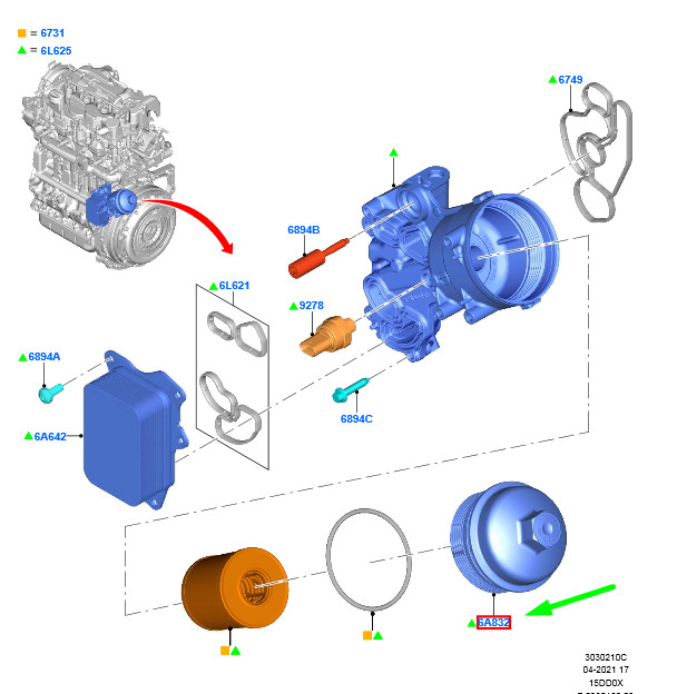 FORD KUGA MK3 Oil Filter Cover 2189440 JX6Q-6737-AA NEW GENUINE | eBay 