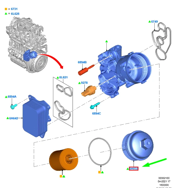 FORD KUGA MK3 Oil Filter Cover 2189440 JX6Q-6737-AA NEW GENUINE | eBay 