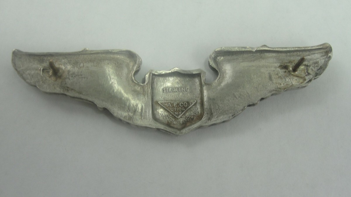 ★アメリカ軍＊９２５銀製＊陸軍航空隊＊航空機銃手ウィング章（実物） 925 Sterling Authentic WWII ERA Glider 