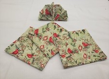 Cardinals Holly Evergreen Christmas Cloth Napkins Set of 4