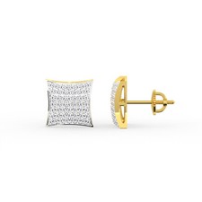 .25 CTW DIAMOND CLUSTER SQUARE 10K YELLOW GOLD STUD EARRINGS