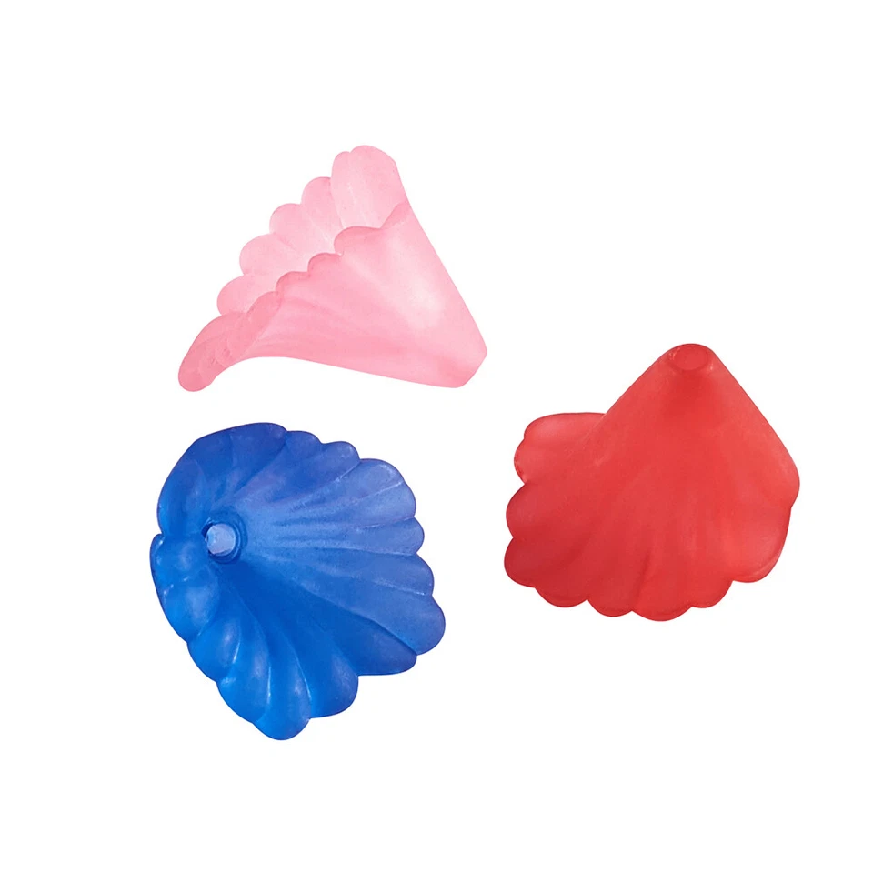 100 pcs Dyed Frosted Transparent Acrylic Flower Beads Jewelry Making 12X12X1.8mm - Image 4 of 4