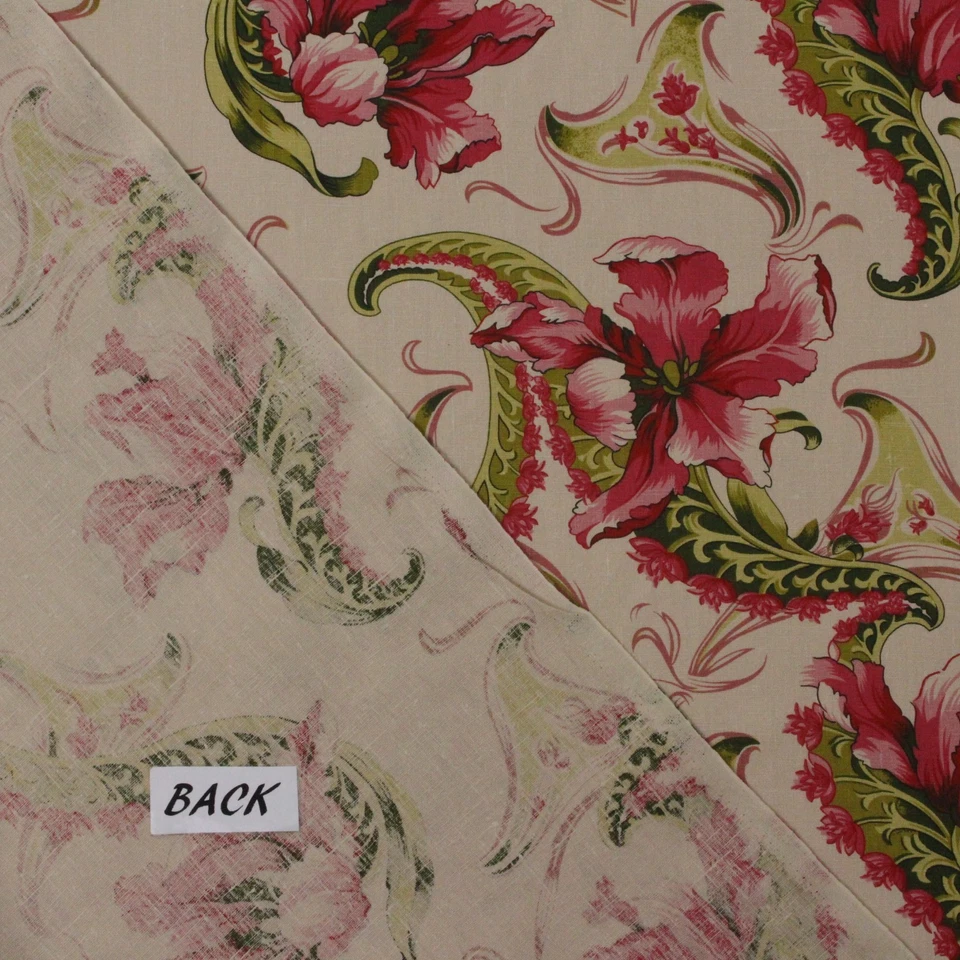 DESIGNER FALLING FLOWERS MAGENTA PINK 100% LINEN MULTIUSE FABRIC BY YARD 56"W - Image 4 of 4