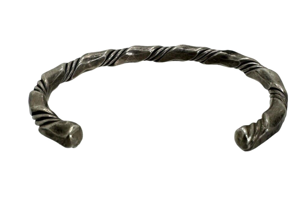 Solid Signed Sterling Silver Cuff Bracelet 36 gra… - image 4