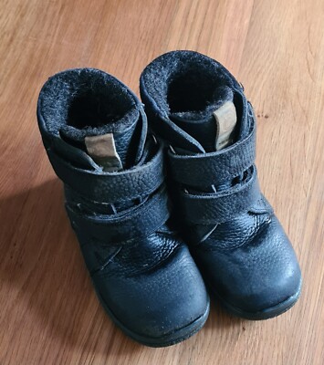 Ecco Leder Winterboots Gr. 25 in schwarz, gefüttert mit Klettverschluss
