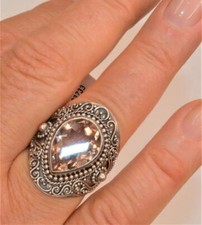 Nwt Design con Timbro 925 Sterling Rosa Semi-Preziose Pietra Misura 9 Anello