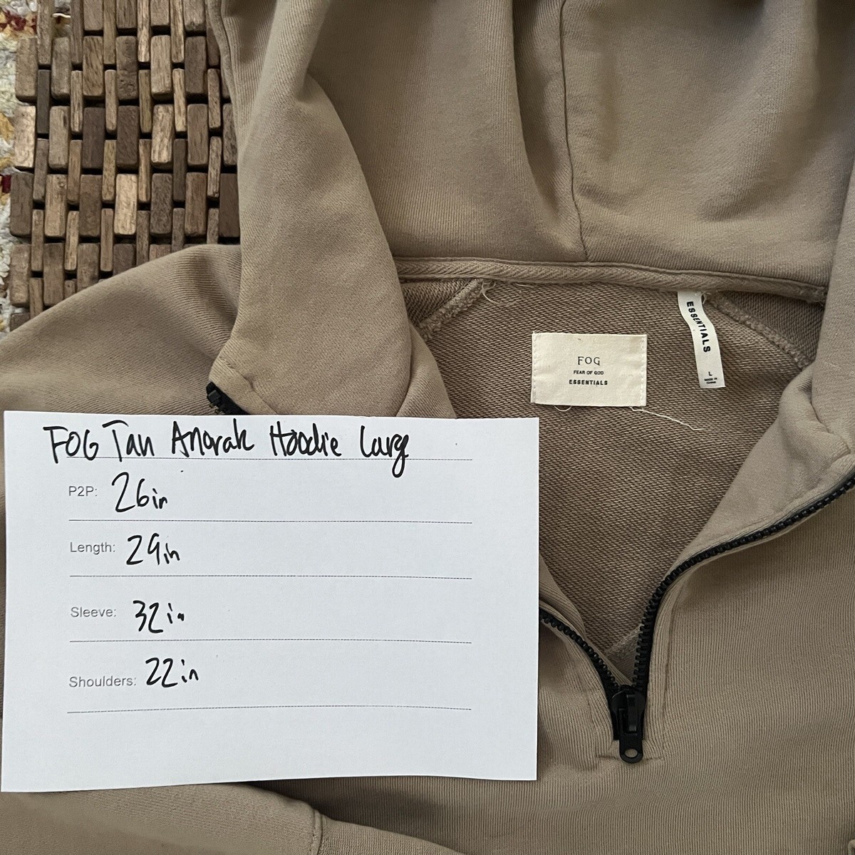 Fear Of God Essentials 1/4 Zip Anorak Pullover Hoodie Taupe Fear Of God Essentials 1/4 Zip Anorak Pullover Hoodie Taupe