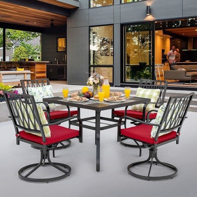 Nuu Garden Outdoor 5-piece Dining Set with Swivel Chairs and