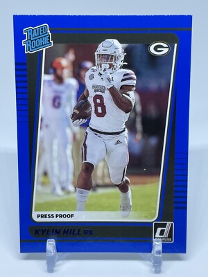 Kylin Hill 2021 Donruss Football Rated Rookie Blue Press Proof #295