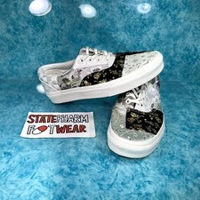 Vans Era Floral Patchwork Women's White Black Gold Cute Low Top Sneakers Shoes
